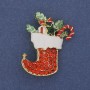 Brooch pendant 'New Year's Boot' enamel red crystals gold-tone metal 38×28 mm +
