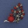 Brooch 'Twig' Carnelian with Red Crystals Gold-Tone Metal 54×46 mm +