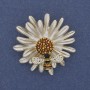 Brooch-pendant Flower white and yellow enamel crystals, gold-tone metal, diameter 38mm +