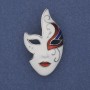 Mask Brooch white, black, and red enamel on silver-colored metal 40x23 mm+