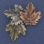 Brooch Colorful Leaves 48x44 mm ± Gold-tone Metal