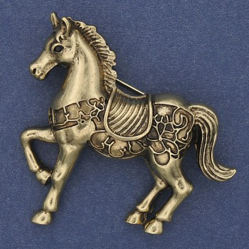 Brooch-pendant 'Horse' Gold-tone metal 48x44 mm+