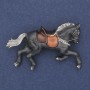 Brooch Horse Gray Enamel with White Crystals Golden Metal 50x32mm+