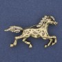 Horse Brooch with White Crystals, Gold-Tone Metal 50x32mm+