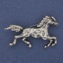 Brooch 'Horse' with white crystals, silver metal, 50×32mm+