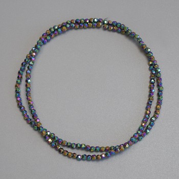 Rainbow Hematite Beads, 2×2 mm, on thread, length 38 cm+