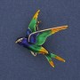 Swallow Brooch-Pendant with Colored Enamel and Gold-Tone Metal 35x29mm+