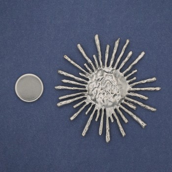 Sun Magnetic Brooch, Silver-Tone Metal, 76mm+