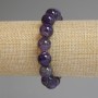 Amethyst bracelet with smooth beads, 12 mm diameter, 18 mm length, stretch