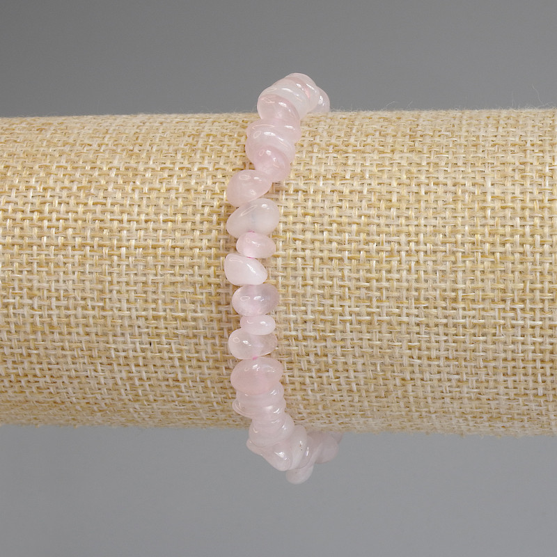 Rose quartz chip bracelet 8-9×3-5 mm chips, length 18 mm, stretchy