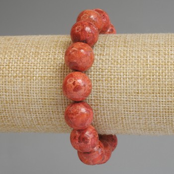 Sponge Coral Bracelet - Smooth Beads 14mm +/-, Length 18mm +/- Stretch