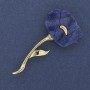Blue Mother-of-Pearl Poppy Brooch, 63x32 mm, gold-toned metal