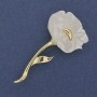 White Pearl Poppy Flower Brooch, 63 x 32 mm, gold-tone metal