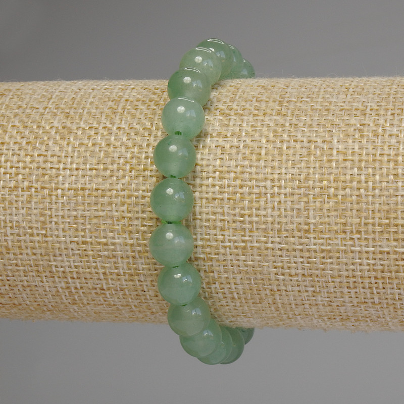 Smooth Jade Bead Bracelet, 8.5 mm diameter, 18 cm length, stretch