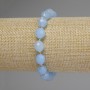 Aquamarine bracelet with faceted seed beads, diameter 10×8 mm, 5 mm +/- seed beads and 3 mm +/- beads, 18 cm stretch