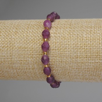 Turmaline Bracelet with Faceted Beads, diameter 8×6.5 mm, 5 mm ± beads, 3 mm ± seed beads, length 18 cm stretch