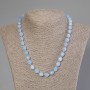 Aquamarine Necklace with Faceted Beads, 10×8 mm diameter, 5 mm +/- beads, seed beads 3 mm +/-, length 50 cm +/- with clasp