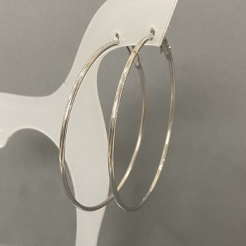 Hoop Earrings in Silver-Colored Metal, 60mm Diameter+