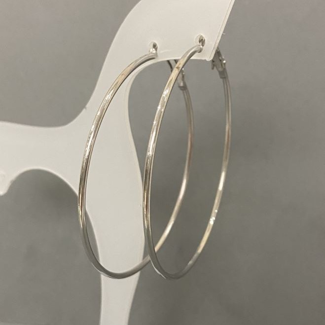 Hoop Earrings in Silver-Colored Metal, 60mm Diameter+