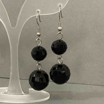 Faceted Ball Earrings 16 and 12 mm, length 55 mm