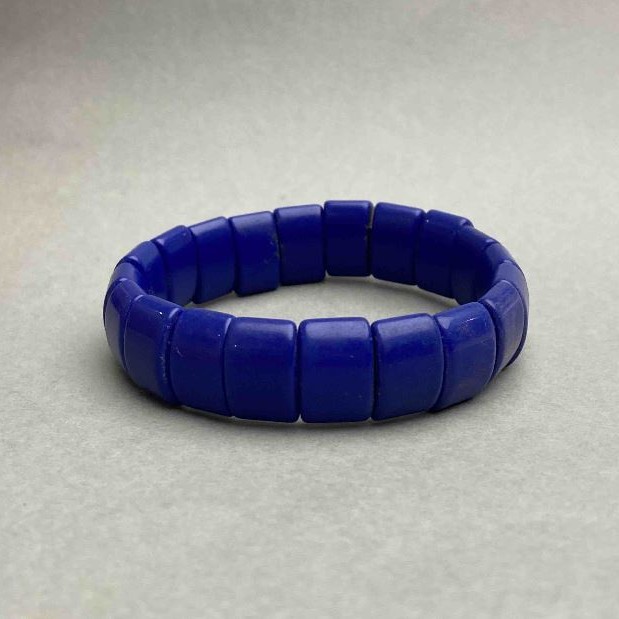 Azurite Bracelet with Rectangular Stones (Imitation), 15x10 mm, Length 18 cm +/- Stretch
