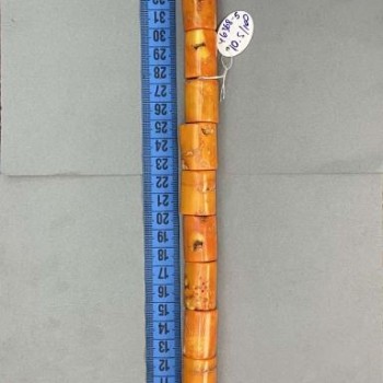 Orange natural coral, faceted on beading wire, diameter 122-25×17-19 mm ±, length 41 cm ± (price per strand) (assorted sizes) weight 249 g