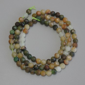 Faceted Jadeite Beads on Cord, 4 mm Diameter, 39 cm Long