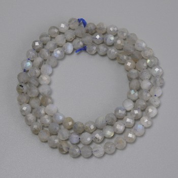 Labradorite Beads - Faceted Round Bead, 4mm Diameter, 39cm Length on Thread