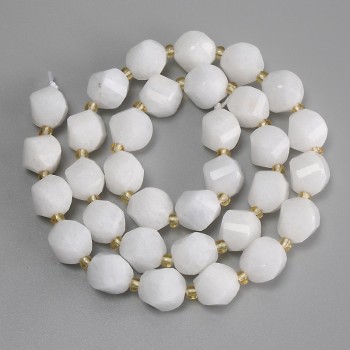 White Quartz Beads Diamond-shaped, 10×9 mm, 3 mm seed beads, 39 cm length on thread