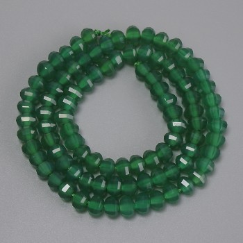 Chrysoprase beads, faceted rondelle, 6x4 mm, 38 cm long on thread