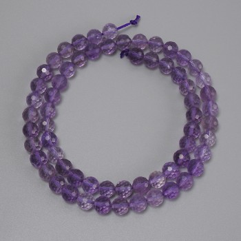 Faceted Amethyst Beads, Round Bead, 6 mm diameter, 39 cm length on thread