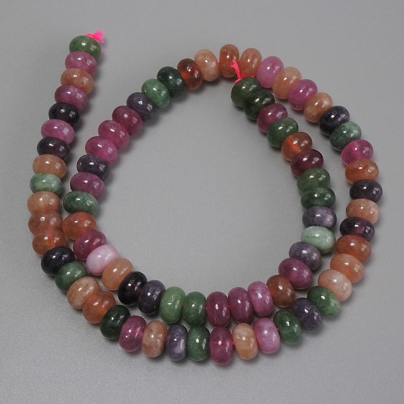 Tourmaline Rondelle Beads, 8x5 mm diameter, 38 cm length on thread