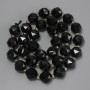 Faceted black tourmaline beads, diameter approx. 9.5×9 mm ±, seed beads 3 mm ±, length 38 cm ± on thread