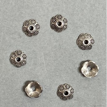 Bead cap findings, silver-colored, 8.5 x 1 mm, hole diameter 2.0 mm, packaging 20 g (~69 pcs)