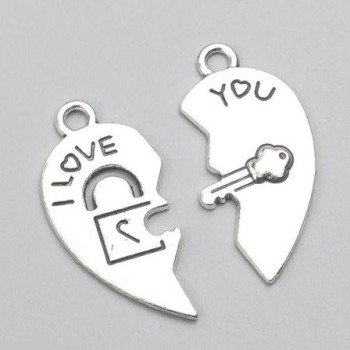 Pendant fittings, Half-heart, 30×15 mm, packaging 10 halves ± 20 g