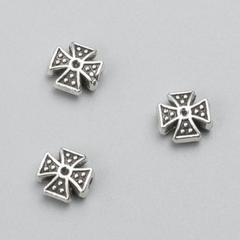 Bead insert, Cross-shaped, diameter 8×8×3mm, finish 20g, 31 pcs ±, metal color 'silver'