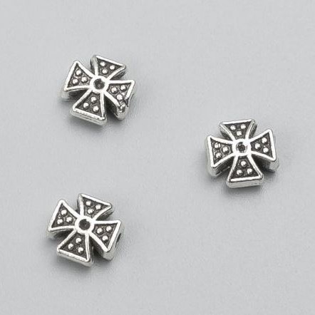 Bead insert, Cross-shaped, diameter 8×8×3mm, finish 20g, 31 pcs ±, metal color 'silver'