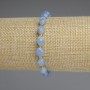 Aquamarine bracelet with faceted beads, 8x6 mm, 18 mm length, stretch