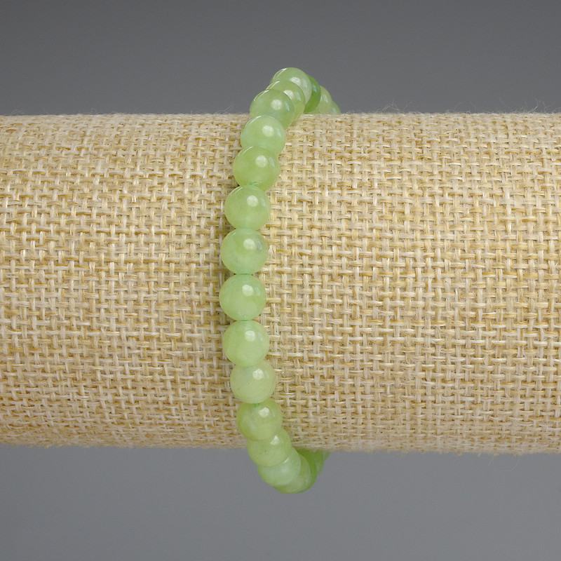 Bracelet Chrysoprase Olivine Smooth Bead 6mm, Length 18mm, Stretch