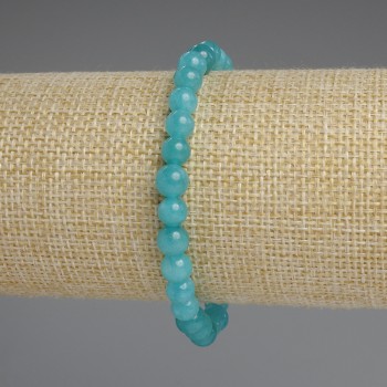 Aquamarine Bracelet, Smooth Bead, 6 mm diameter, 18 mm length, stretch