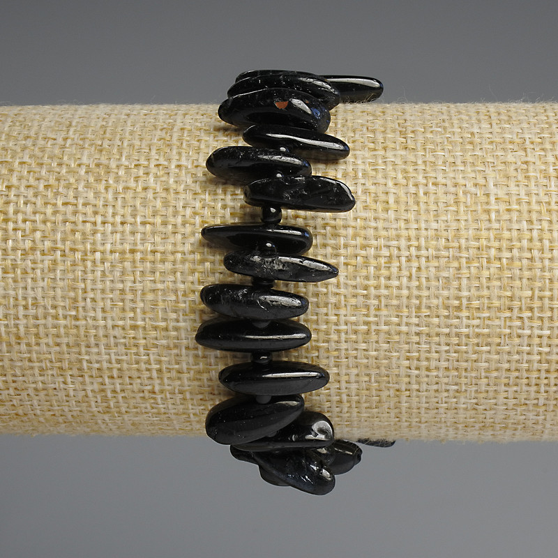 Agate Bracelet 'Chip Needle', diameter 15-28×3-4mm ±, beads 3mm ±, length 18mm ± stretch