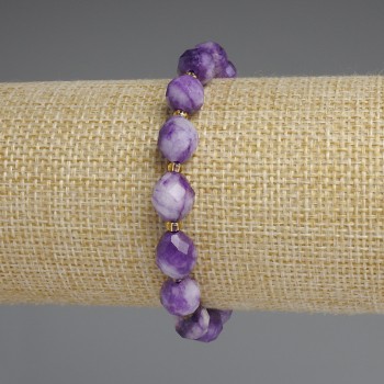 Sugilite bracelet with faceted grains, 10×8 mm diameter, 5 mm +/- beads, 3 mm +/-, length 18 mm +/-, stretch