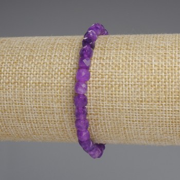 Sugilite bracelet with a faceted cube, 5×5 mm diameter, 18 mm length, stretch