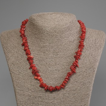 Coral Chip Necklace, diameter 8-14×5-7 mm, length 50 cm ± with clasp