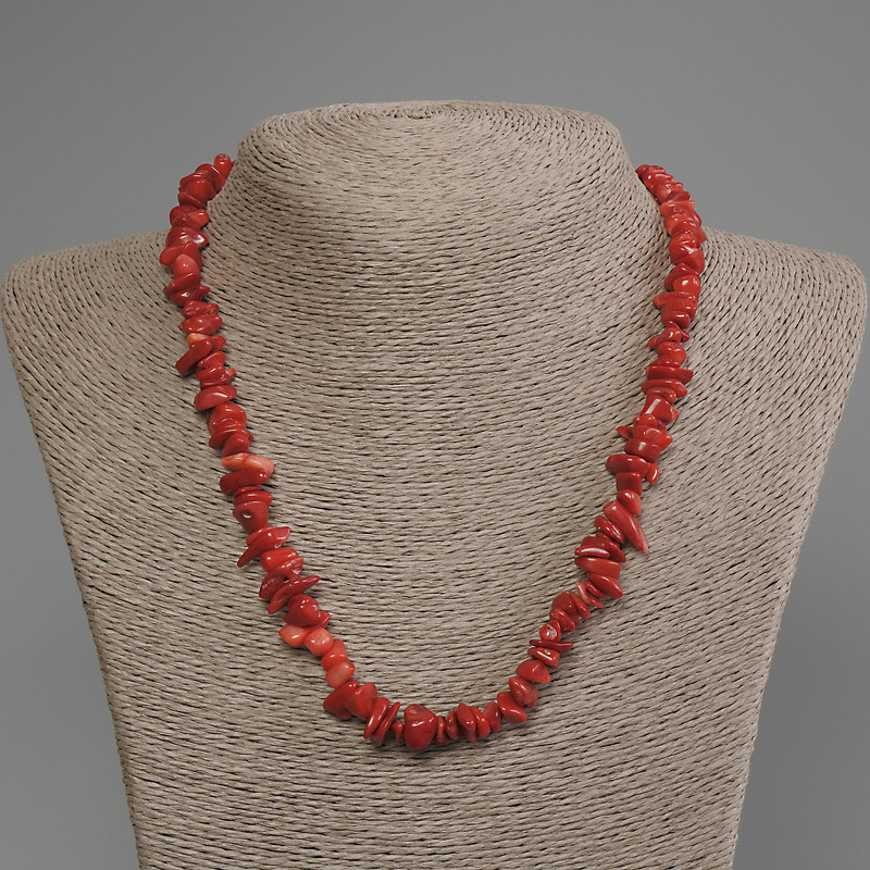 Coral Chip Necklace, diameter 8-14×5-7 mm, length 50 cm ± with clasp