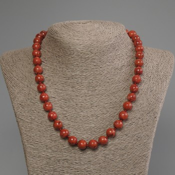 Sponge coral necklace with smooth ball beads, 10 mm diameter, 50 cm length ± with clasp