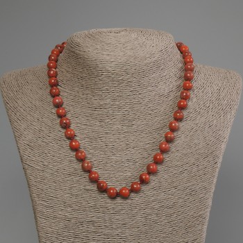 Sponge Coral Beaded Necklace with Smooth Beads, 8 mm Diameter, 45 cm Length, with Clasp