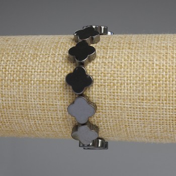 Hematite Clover Bracelet 12x12mm +-, length 18cm +- stretch