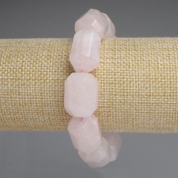 Pink Quartz Bracelet - Faceted 20x15mm, length 18mm, stretch