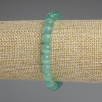 Cat's Eye Bracelet, Smooth Beads 8mm, Length 18mm +/- Stretch